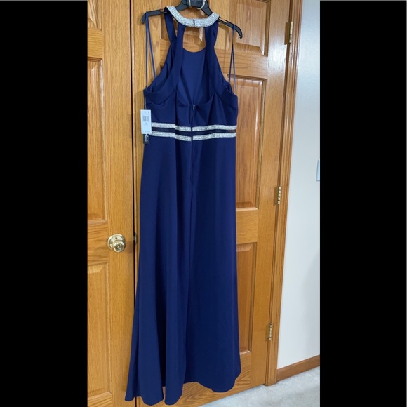 Women’s Formal Dress Sizes 20 22 Sequin Hearts Sheath Navy Embellished Gown Prom - Picture 6 of 16